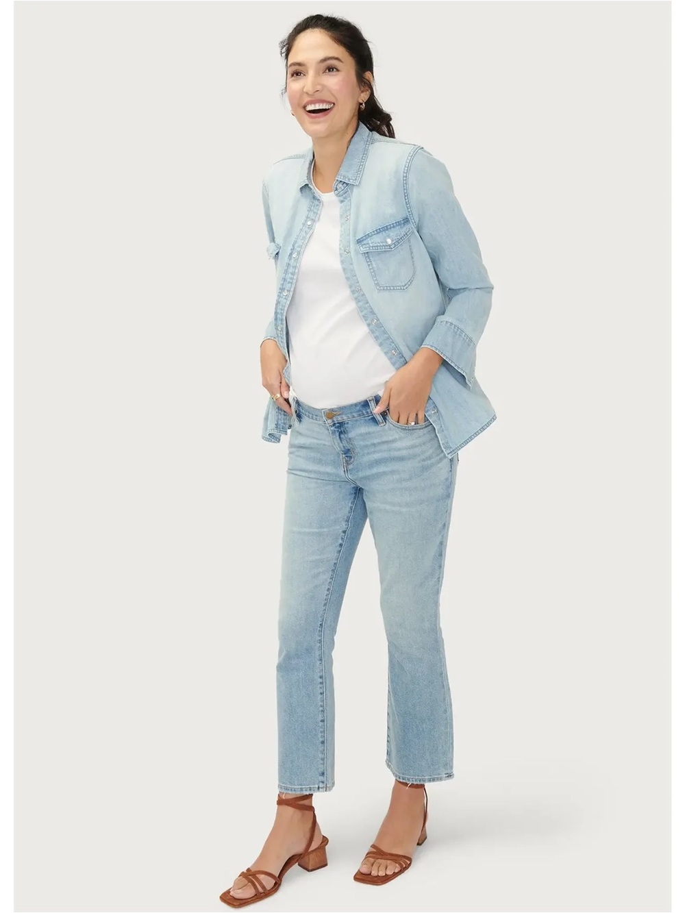 Hatch - THE CROP MATERNITY JEAN - light wash